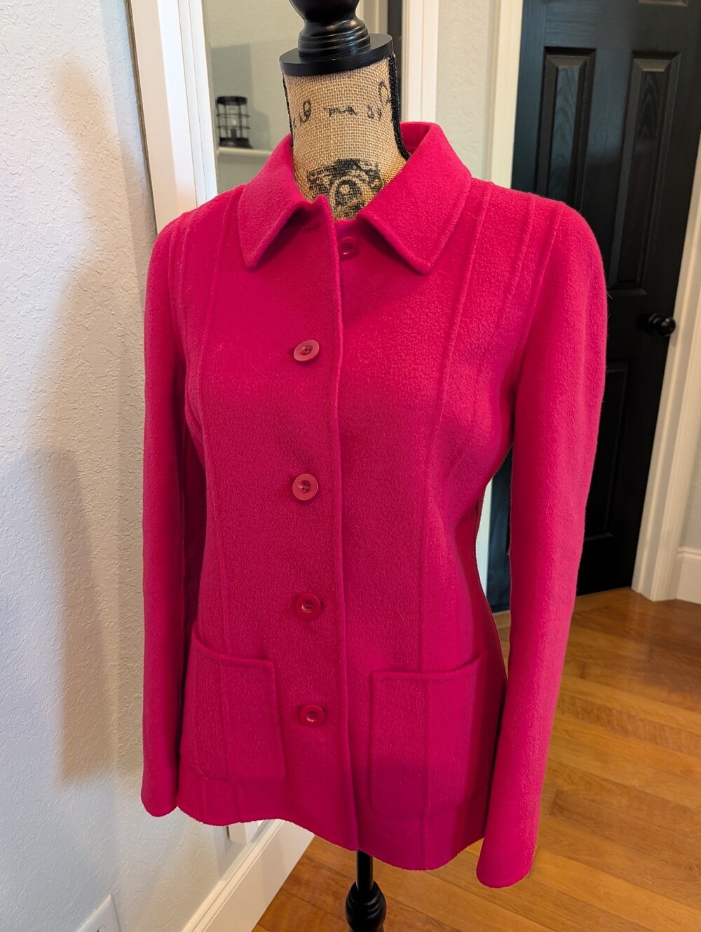 Vintage Liz Claiborne Wool Button Down Structured Fuschia Jacket